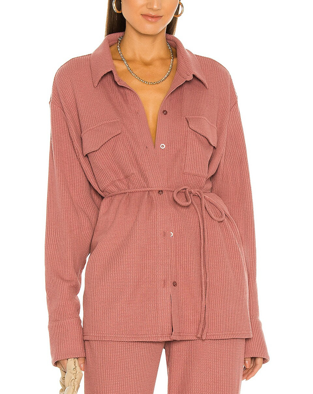 L'Academie Textured Mauve Dausha Top Shirt Jacket Size M